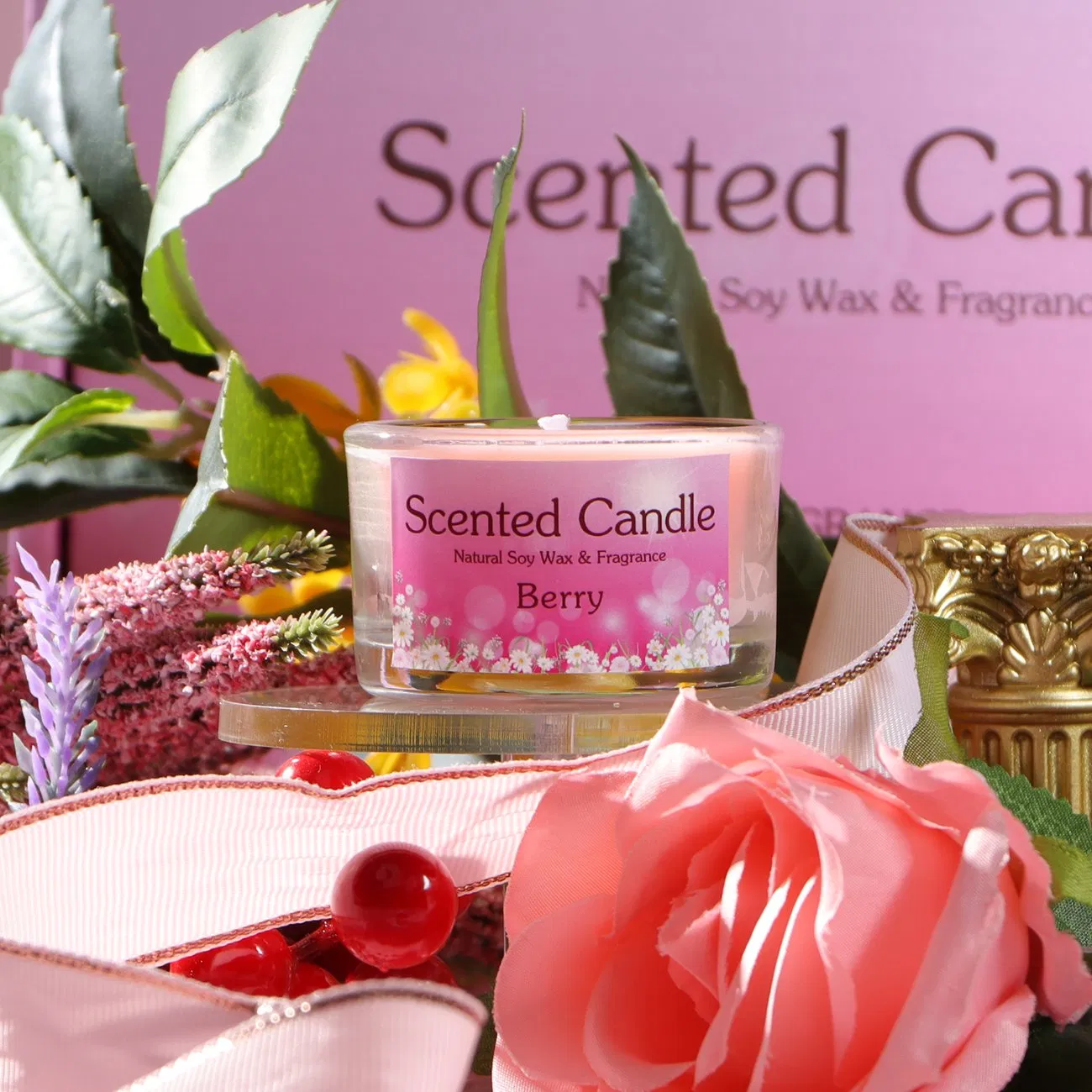 Vegan Coconut Wax Candle Refreshing Citrus & Basil Scent Toxin-Free