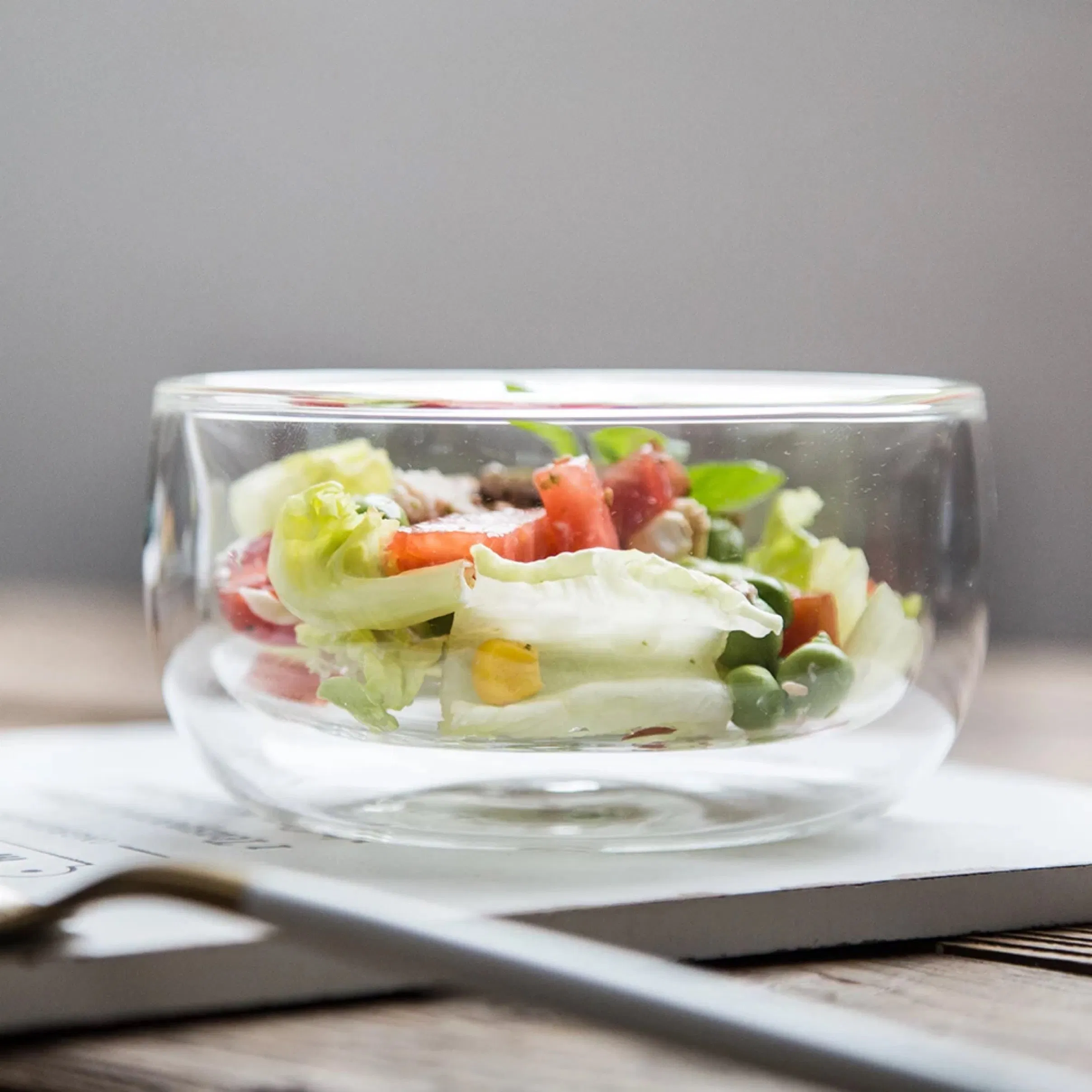 350ml Borosilicate Double Wall Glass Fruit/ Ice Cream Bowl, Borosilicate Glass Bowls