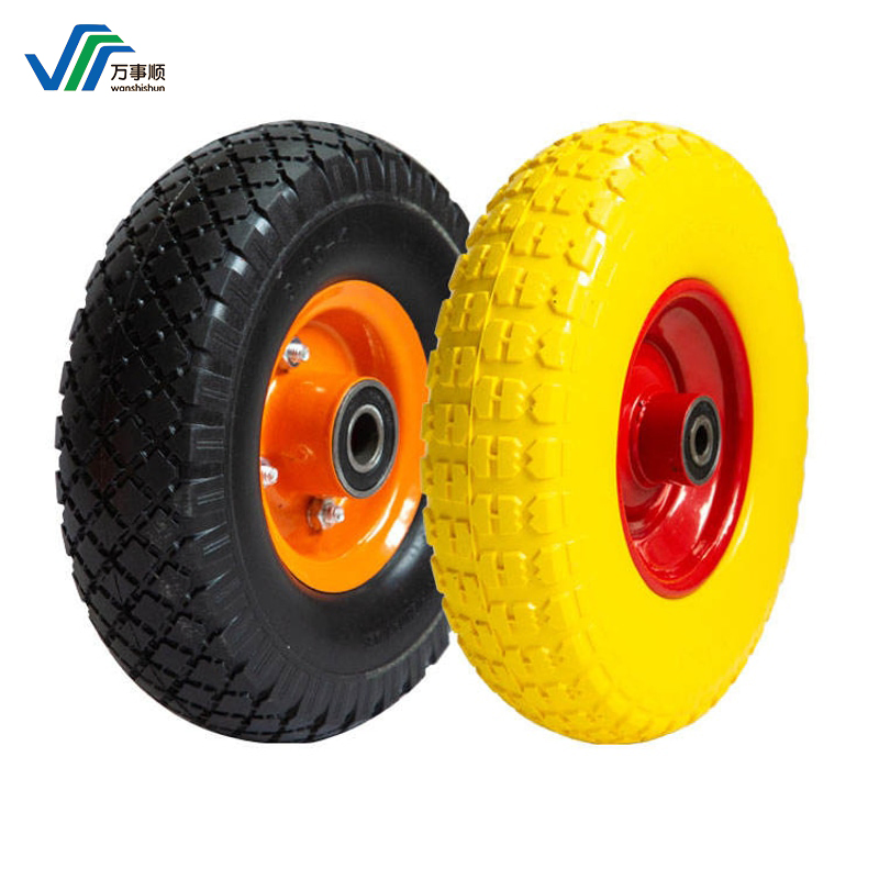 Wear-Resistant and Puncture Resistant Polyurethane Wheelbarrow Rubber Solid Wheel and PU Foam Wheel 4.80/4.00-8 with Steel /Plastic Rim for Wagon Trolley/ Lawn