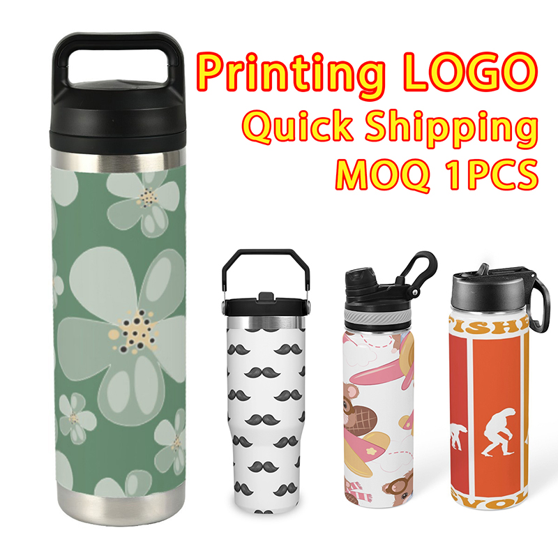 Large Capacity Stainless Steel Water Bottle Logo Bottles UV Print Handle Cup