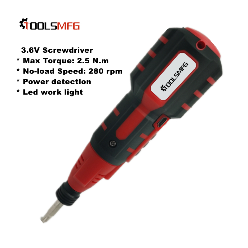 Toolsmfg 3.6V Mini USB Rechargeable Electric Screwdriver with LED Indicator Light and Power Detection