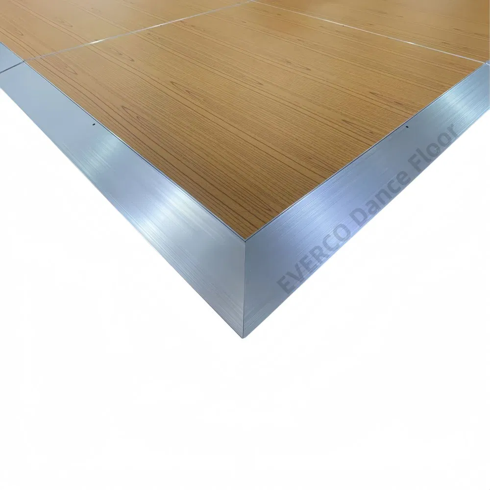 Interlocking System Modular Waterproof Wear-Proof Wooden Dance Floor with Aluminum Edge for Hotel Banquet Weddings