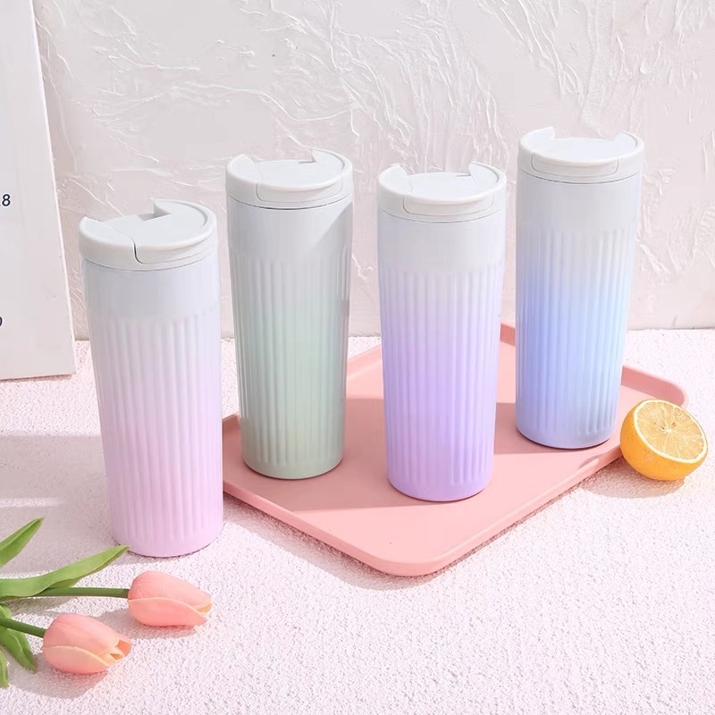 500ml Gradient Portable Vacuum Insulation Tumbler Cups Stainless Steel Coffee Mug