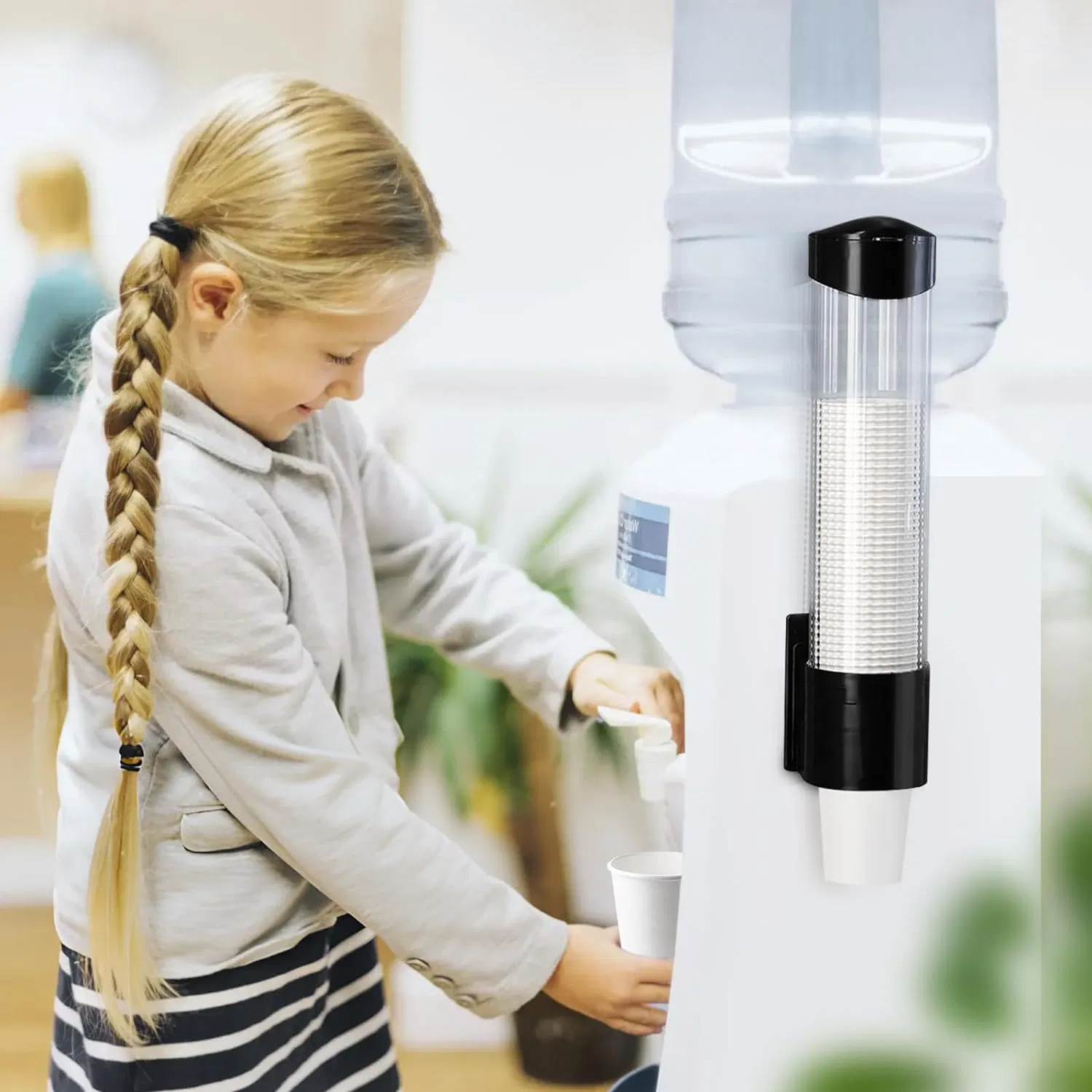 Water Cooler Pull Type Cup Holder Fits 7oz - 12oz Cone or Flat Bottom Cups