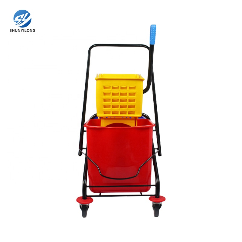 PP Plastic Double Buckets Mop Cleaning Trolley Mop Water Squeezing Bucket