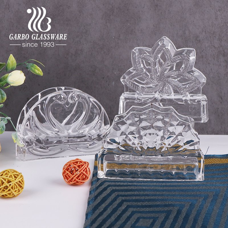 Wholesale High White Transparent Glass Crystal Napkin Holder Tableware Decoration