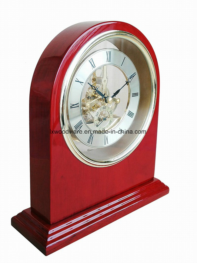 Rosewood High Gloss Piano Finish Grand Skeleton Clock