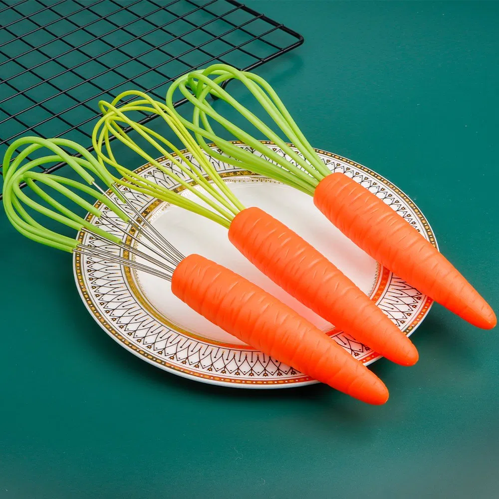 Customized Silicone Stainless Steel Radish Handle Kitchen Gadget Cookware Egg Beater