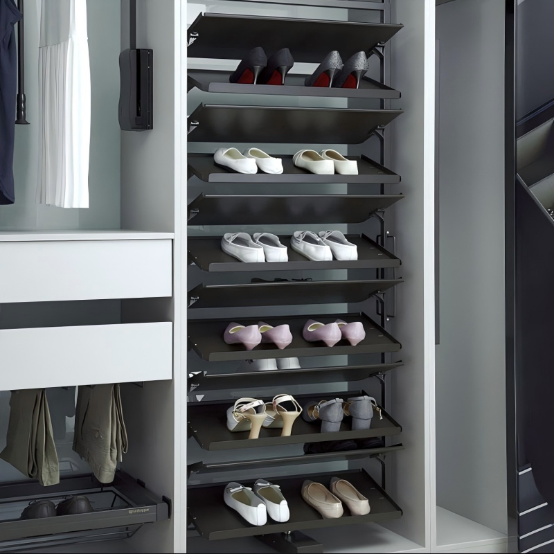 Aluminum Alloy Shelf 12 Layers 360 Degree Wardrobe Rotating Shoe Rack