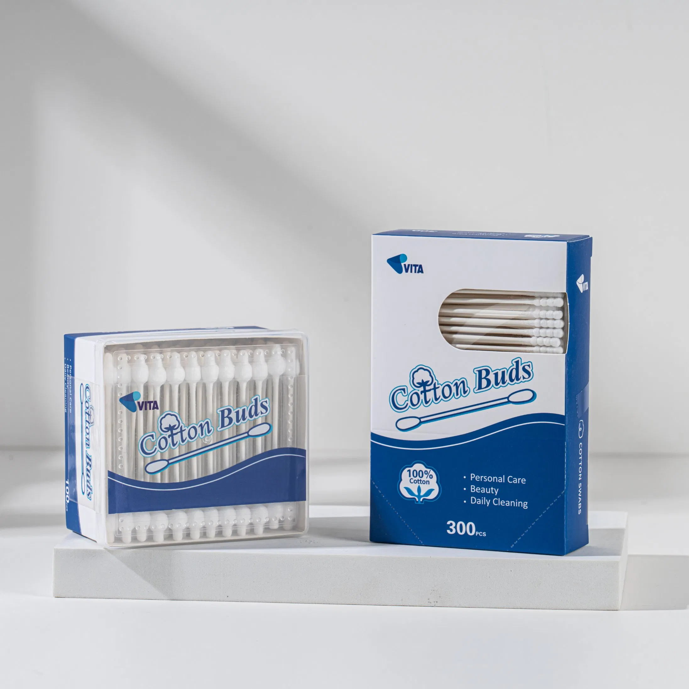 300PCS Thin Paper Swabs Biodegradable Cotton Buds in Sustainable Paper Box for Kids