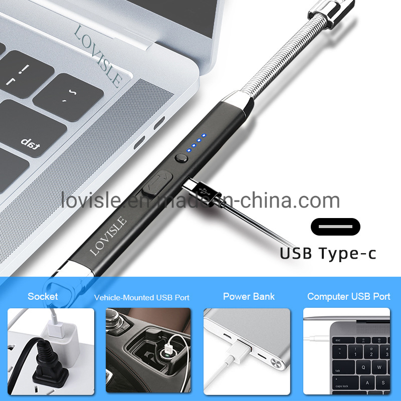 Rechargeable Electric Lighter Candle Arc Plasma Lighters for Candle Kitchen Camping Type-C