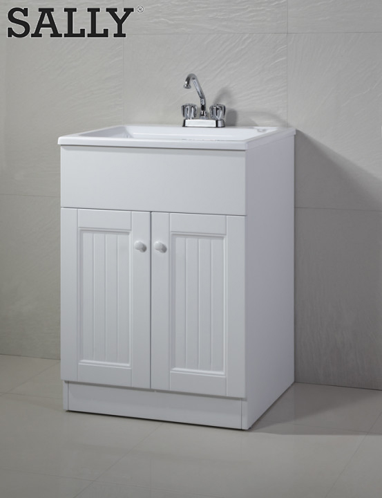 Modern White Acrylic Sink Vanity Cabinet for Laundry