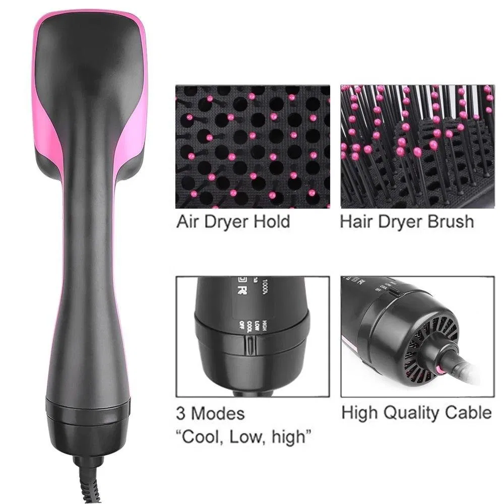 2-in-1 Square Styler - Wet/Dry Straightening & Curling Auto Hair Comb with Built-in Hair Dryer for Home Use
