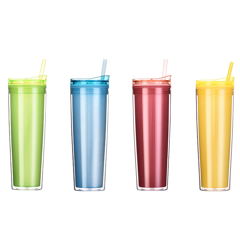 Reusable Double Wall Plastic Glitter Cups Clear BPA Free Mug