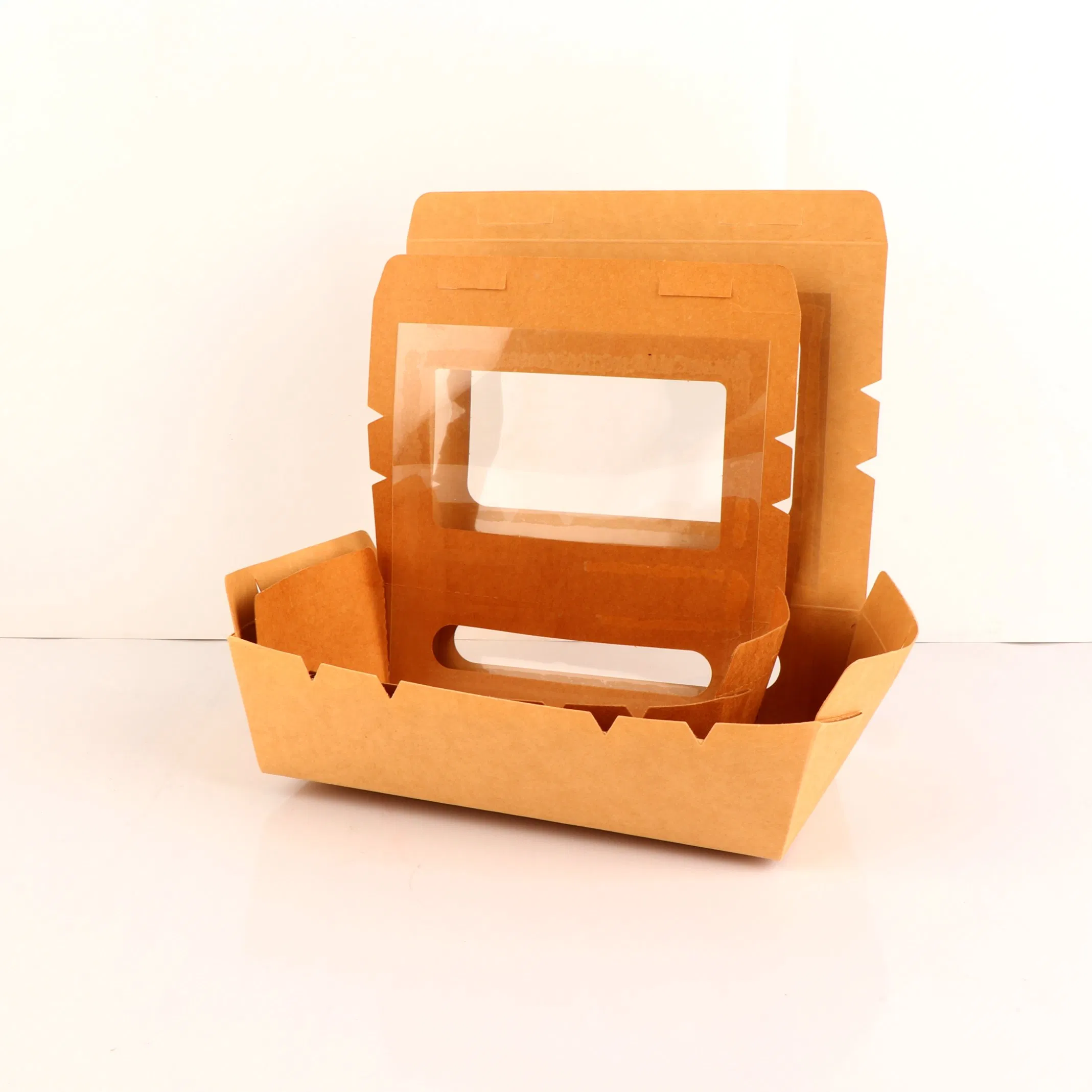 Wholesale Food Grade Takeaway Disposable Kraft Paper Fast Biodegradable Portable Food Packaging