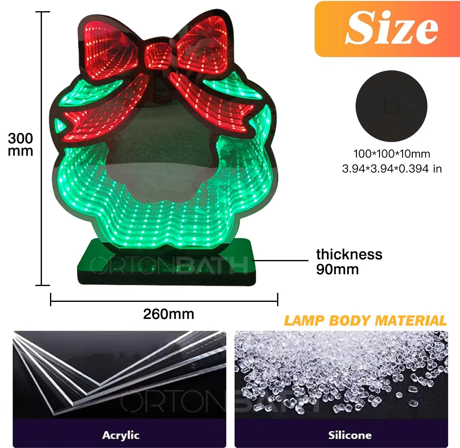 Ortonbath Infinite Mirrors Tunnel Light, LED Night Light 3D Mirrors Lights, LED Stars Night Light Tunnel Mirror Light Desktop Lamp Party Home Decor