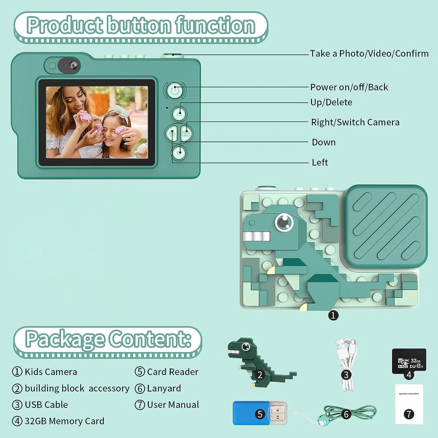 2023 Newest Age 3-12 Years Old Kid Camera with Games & MP3 Video Player, Children Camera for Children, Sports Camera for Birthday Gift, Toy Camera for Girls.