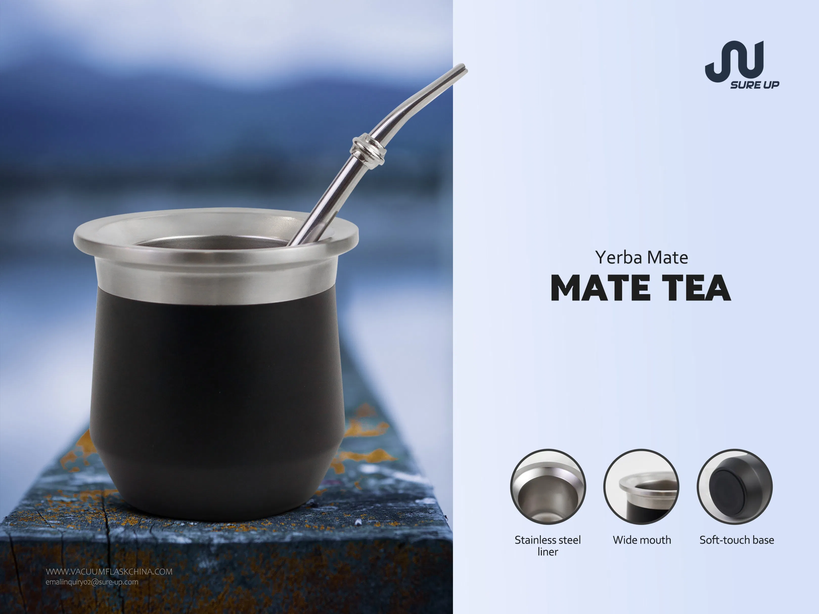 Modern Argentine Yerba Mate Tea Double Wall Stainless Steel Mug
