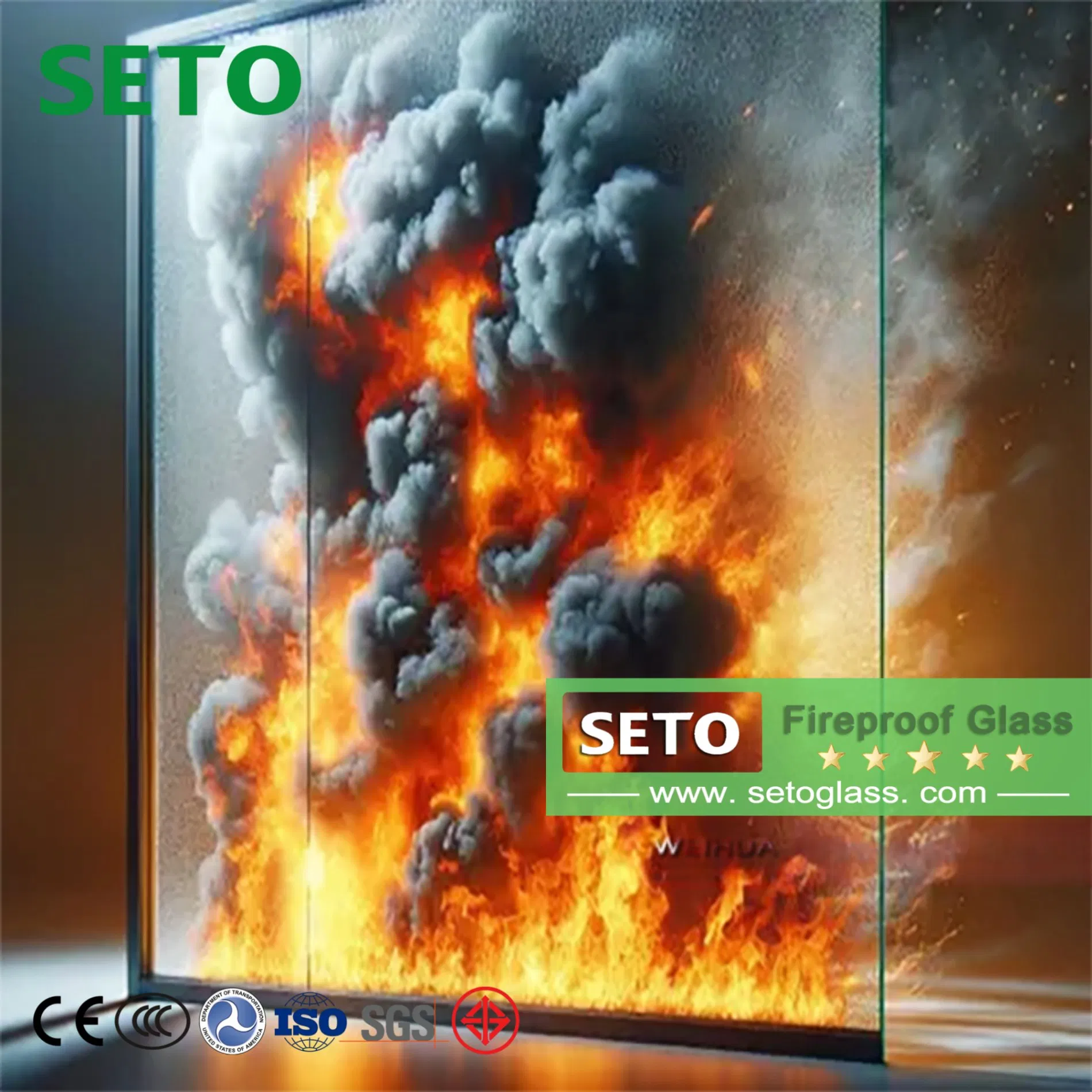 Fireproof Glass 30min 60min 90min 120minfire Resistant Glass for Window and Door