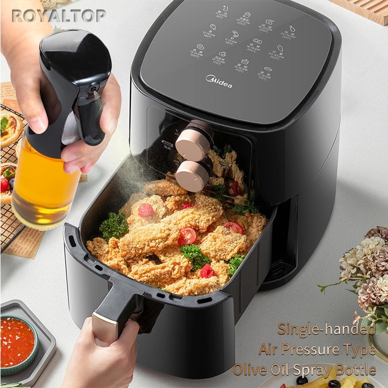 Bulk Kitchen 200ml 300ml Glass Olive Oil and Vinegar Spray Dispenser Fine Mist Oil Sprayer for Cooking BBQ Air Fryer Baking