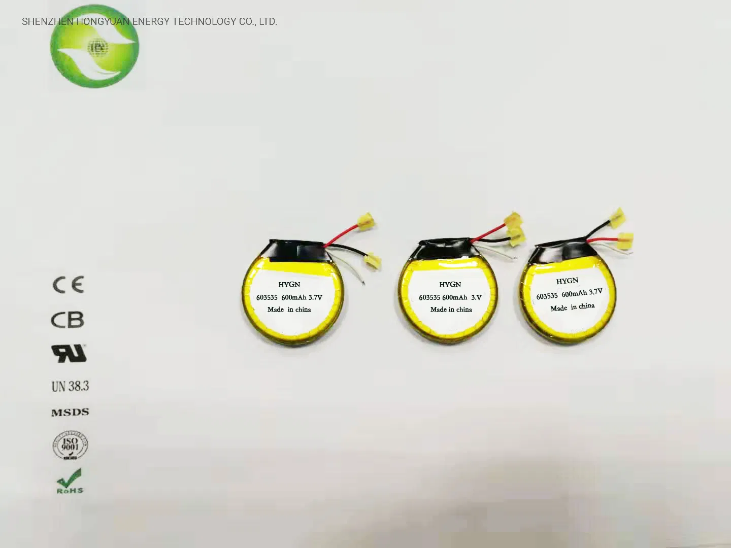 High Quality Circular Custom 3.7V Rechargeable 603535 600mAh Li-Polymer Battery