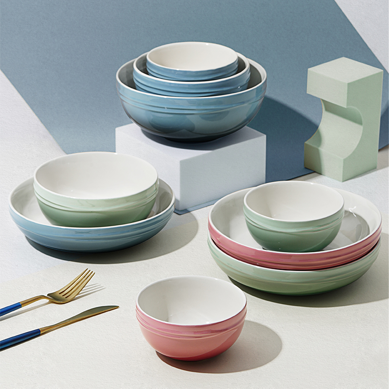 Nordic Style Tableware Salad Bowl Dessert Deep Plate Yogurt Fruit Ceramic Bowls
