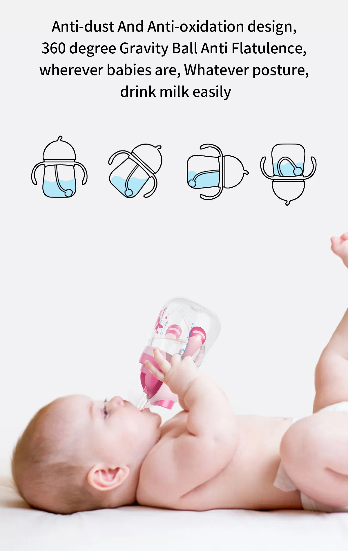 BPA Free Infant Bottle Wide Neck Cup Water Bottle Baby Straw Cup