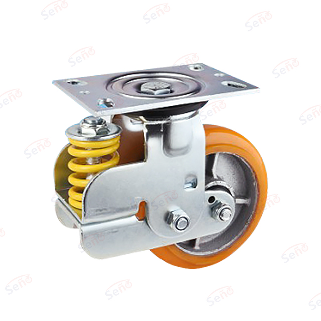 5" Plate Swivel Shock Abssorbing Iron with PU Caster Wheel