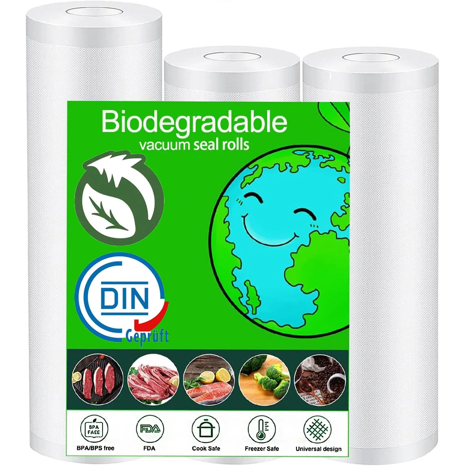 Eco Friendly Biodegradable Vacuum Sealer Rolls Sealer Bags Food Seal Meal Bags