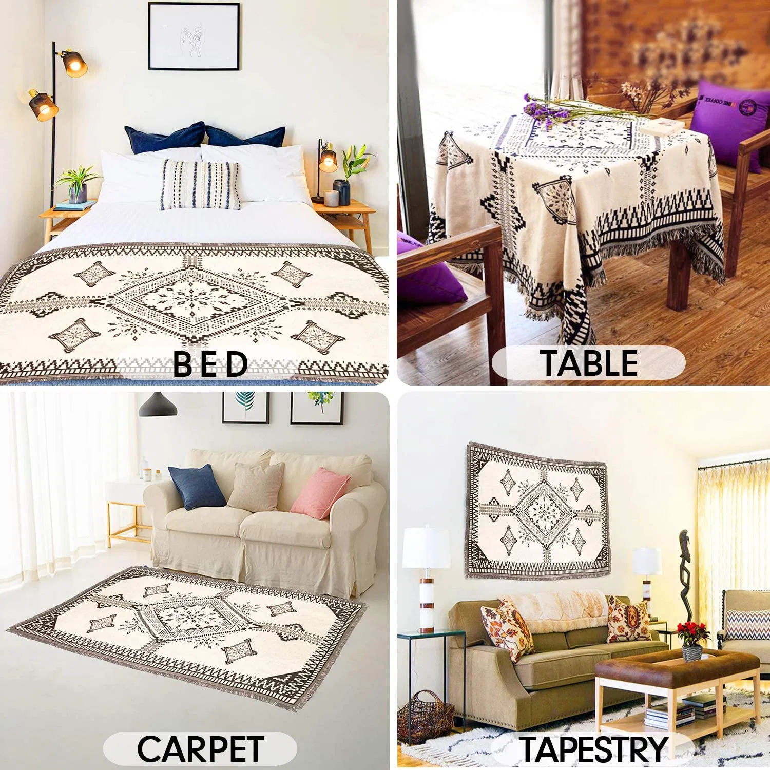 Плед вязаный с винтажным узором, 130x160 см