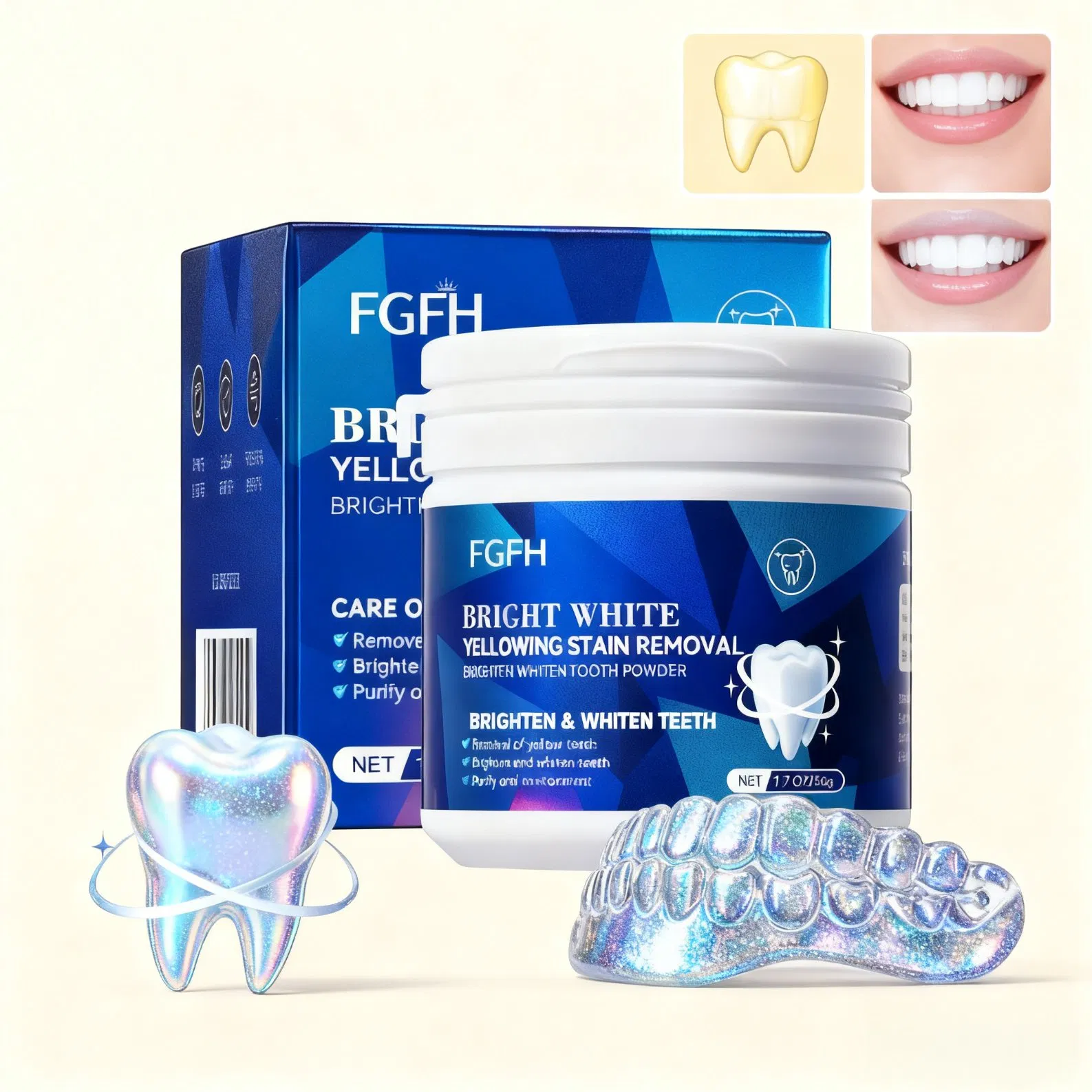 Whitening Tooth Powder Protects Gums Freshens Breath Removes Stains for Home Use