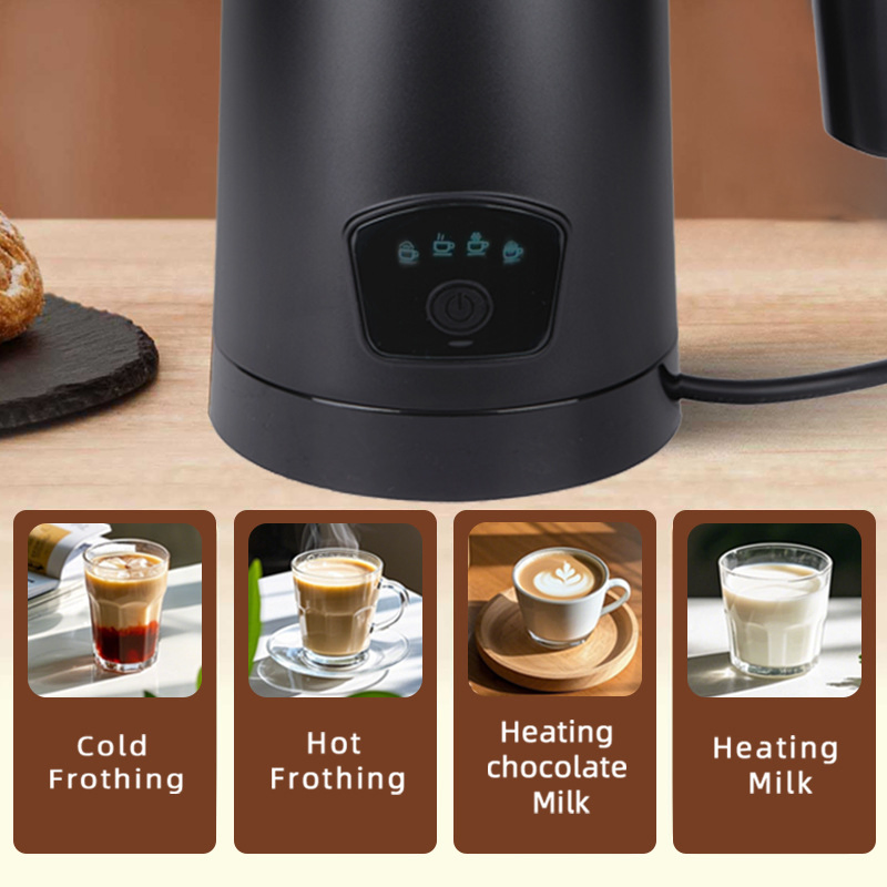 Electric Milk Frother for Latte & Cappuccino-4 Modes, Heating & Frothing, Easy Clean, 220-240V