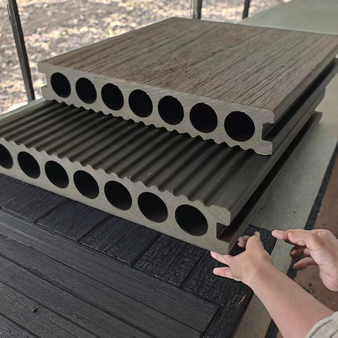 China New Wholesale Modern Design Outdoor Flooring Adjustable WPC Decking Wood Plastic Composite Brushed Wood Grain Outdoor Flooring