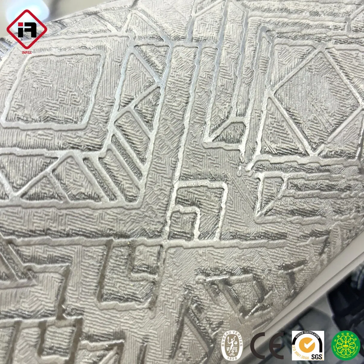 Modern Wallpaper Small Geometric Gold Lines Deep Embossed 106cm Home Decoration Wall Paper