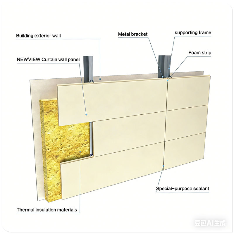 Office Building Project Curtain Wall High Performance Clip-on Type 1 Curtain Wall