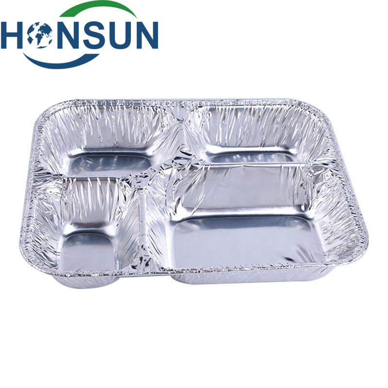 Disposable 4 Compartment Aluminum Foil Pan with Paper Board Lids