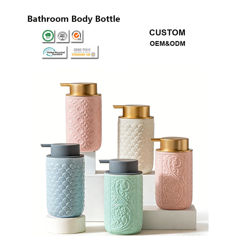 Durable Porcelain Smooth Surface Bathroom Ceramic Bottle for Laundry Detergent Storage
