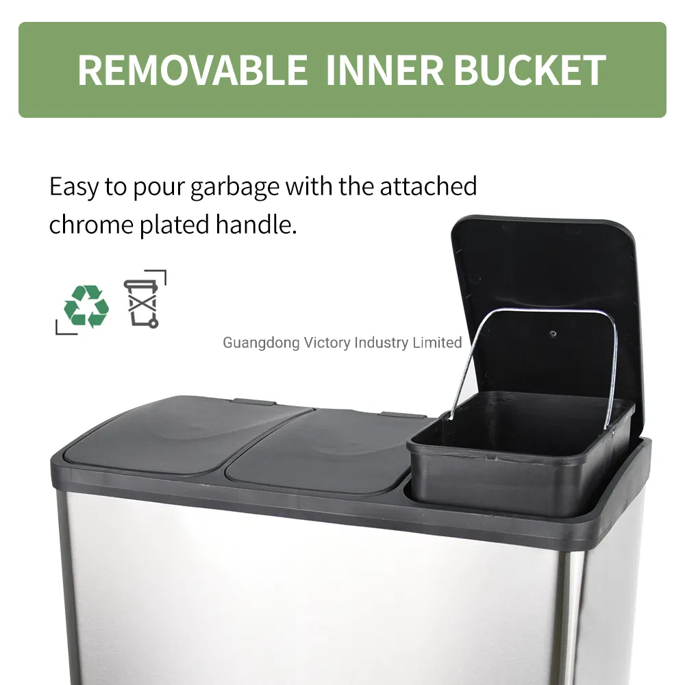Мусорное ведро 60л с педалью, нержавеющая сталь