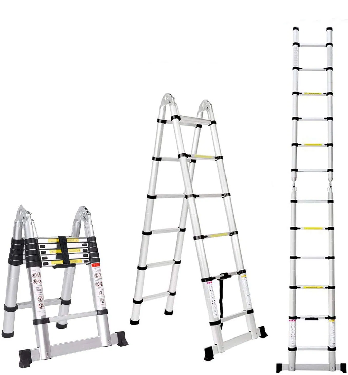 2 in 1 Double Aluminum a-Type Multifunction Telescopic Extension Ladder Industrial Design Style Foldable Ladder Stools