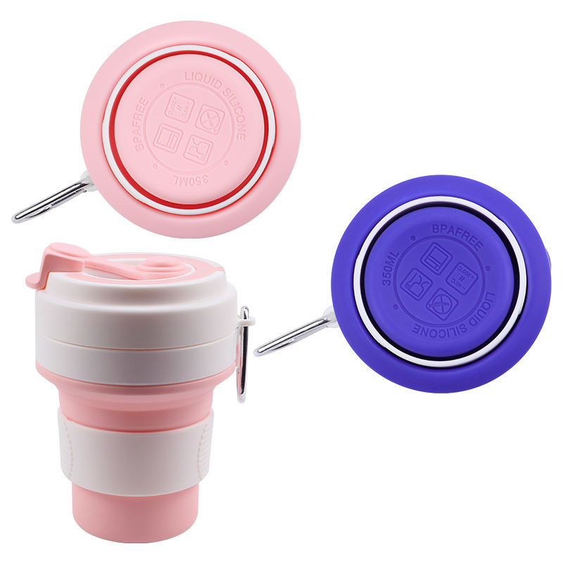 Silicon Collapsible Mug Durable Portable Food Grade Silicone Folding Cup with Lid and Straw for on-The-Go Use