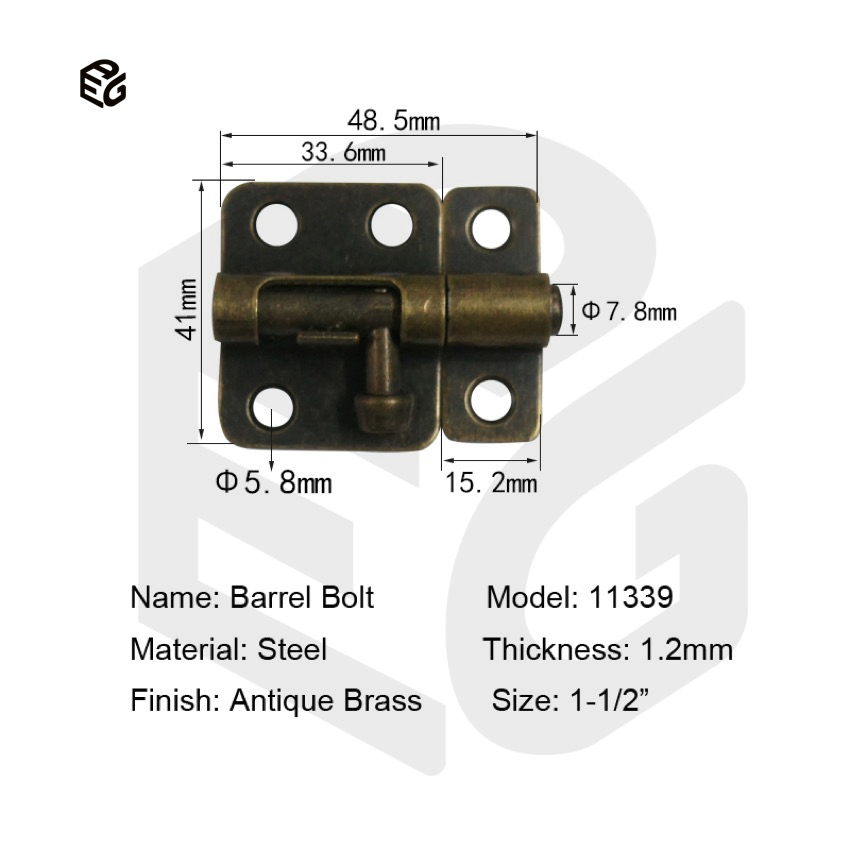 1.5" Black Barrel Bolt for Doors & Cabinets, Electrophoresis Coated Steel Security Hardware