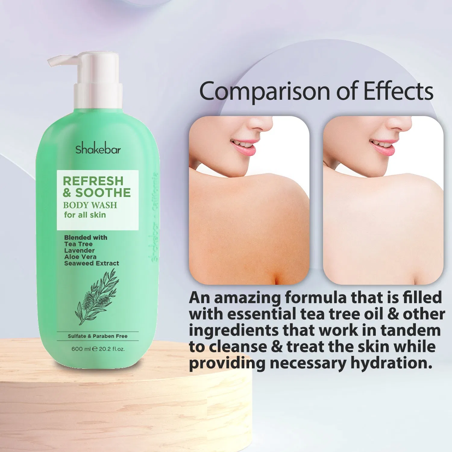 Shakebar 500ml Moisture Smooth & Brighten Body Wash Natural High Quality Body Care