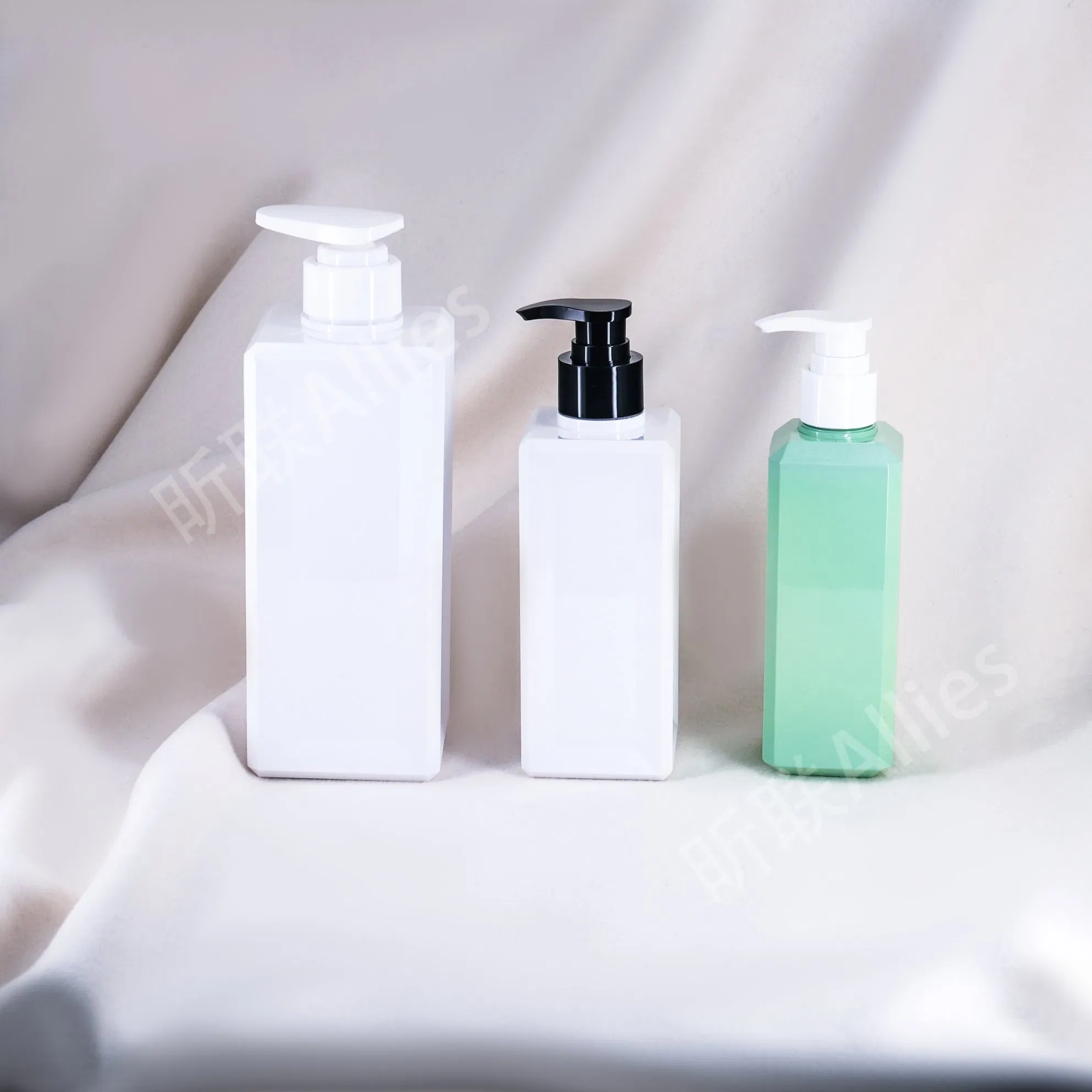 Wholesale White Green 500ml Eyelash Shampoo Conditioner Gel Plastic Lotion Square Air Pump Pet Bottle 500ml