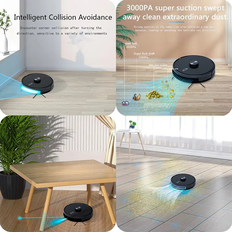 Full Automatically Tuya Smart Cleaning Floor Recharging Laser Navigation Robot Vacuum Cleaner