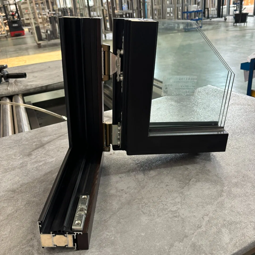 Hot Design Broken Bridge Aluminum Wood Casement Window with Triple Glazing