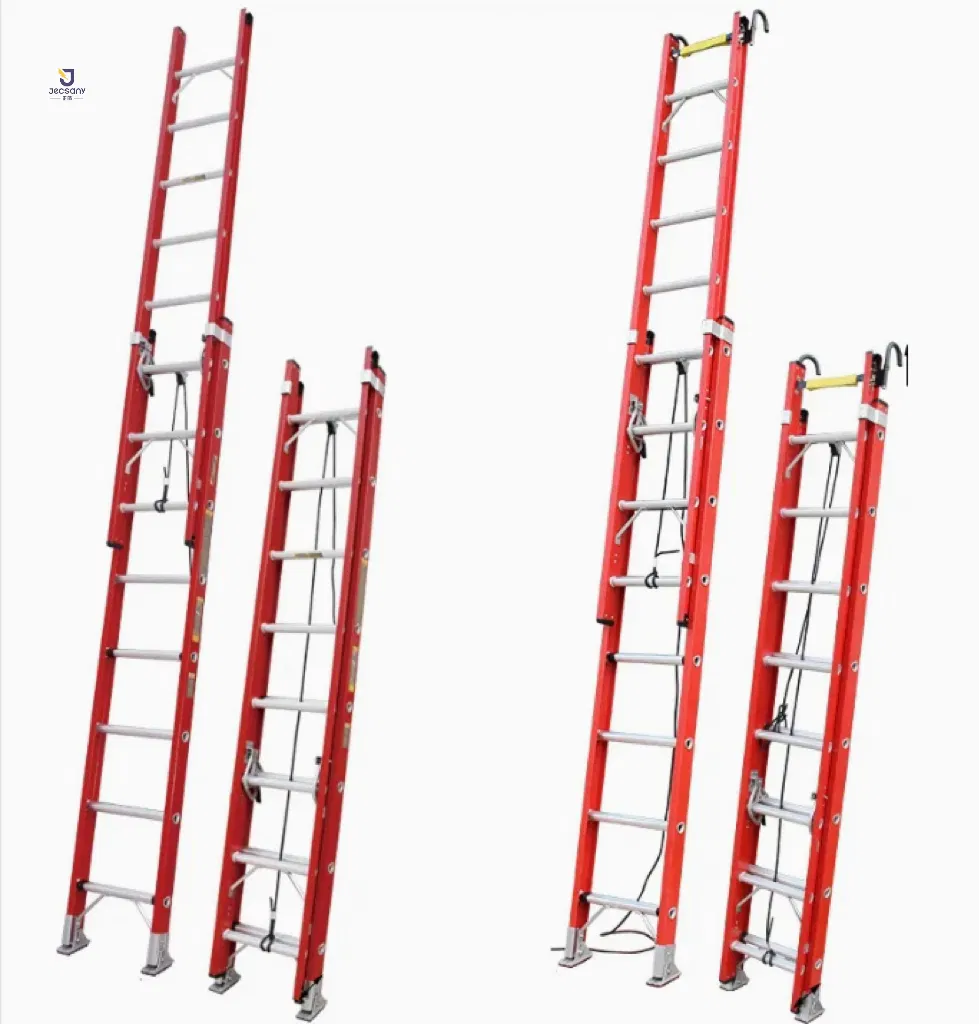 High Quality Heavy-Duty Portable Fiberglass Telescopic Ladder with Jtel-Type Design
