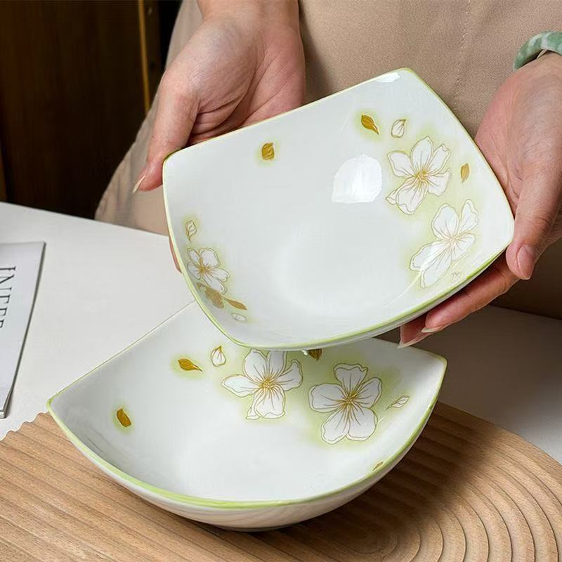 7"Square Salad Bowl Pad Printing Stoneware Porcelainware Ceramic Tableware