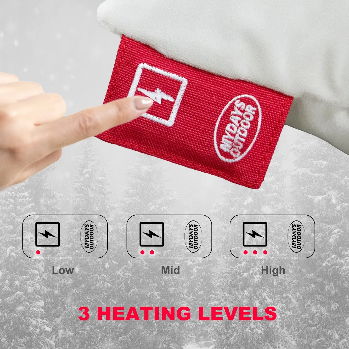 Mydays Tech Lightweight Lumbar Backrest Heated Throw Pillow for Indoor Outdoor Usage