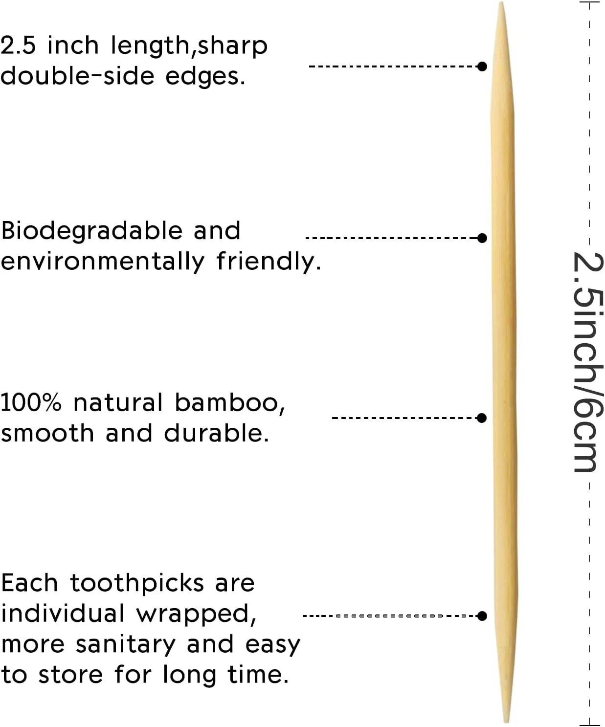 Disposable Cocktail Fruit Toothpicks Wrapped in Paper with Two Tips