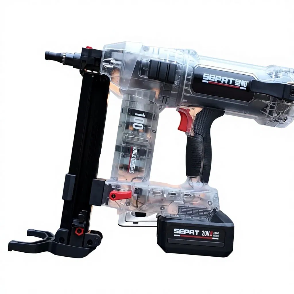 Patent Hot Sell Steel Concrete Nail Gun with Battery 4.0A 100j 15-40mm Nail Length